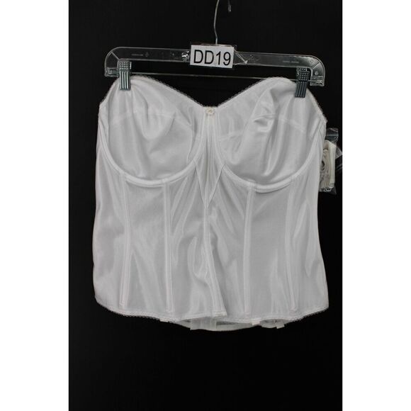 Dominique Juliette Satin Longline Corset Bra 42D White w/Garters 8950 NWT - Picture 1 of 9